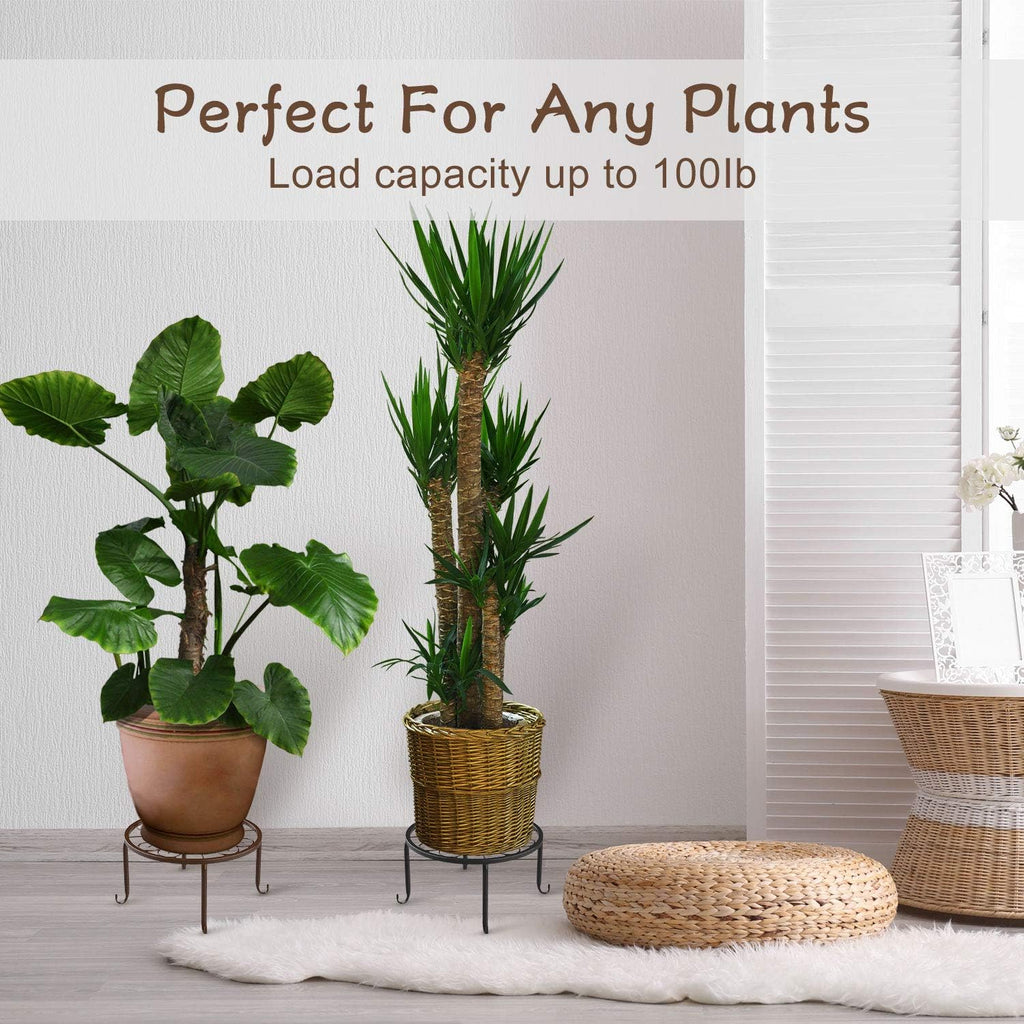3 Pack Potted Plant Stand | Rustproof Round Flowerpot Plant Holder Container Durable Metal Garden Plant Support for Indoor Outdoor, Black - view 3