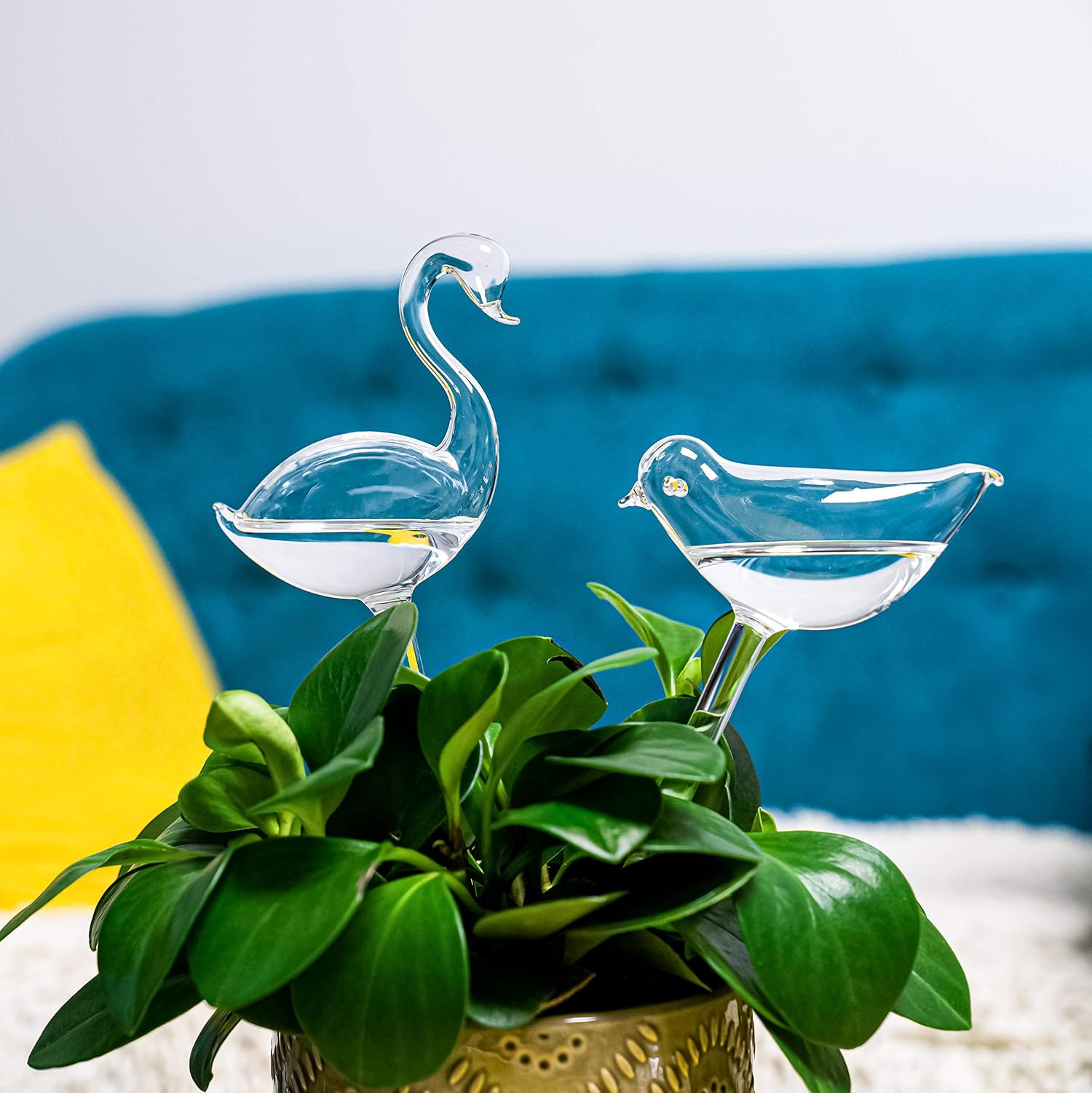 Mushroom Shaped Self-Watering Globes - 4 Pack Glass Automatic Plant Waterer for Indoor Outdoor Plants, Water Bulbs & Decorative Stakes for Plant Lovers - view 5