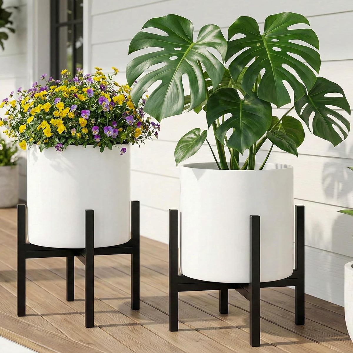 Mid Century Plant Stand Indoor Outdoor (EXCLUDING 12" Plant Pot), Hold Up to 12 Inch Planter, Metal Planter Stand, Potted Plant Holder, Black - Fits Snake Plant - Upgraded Design. - view 5