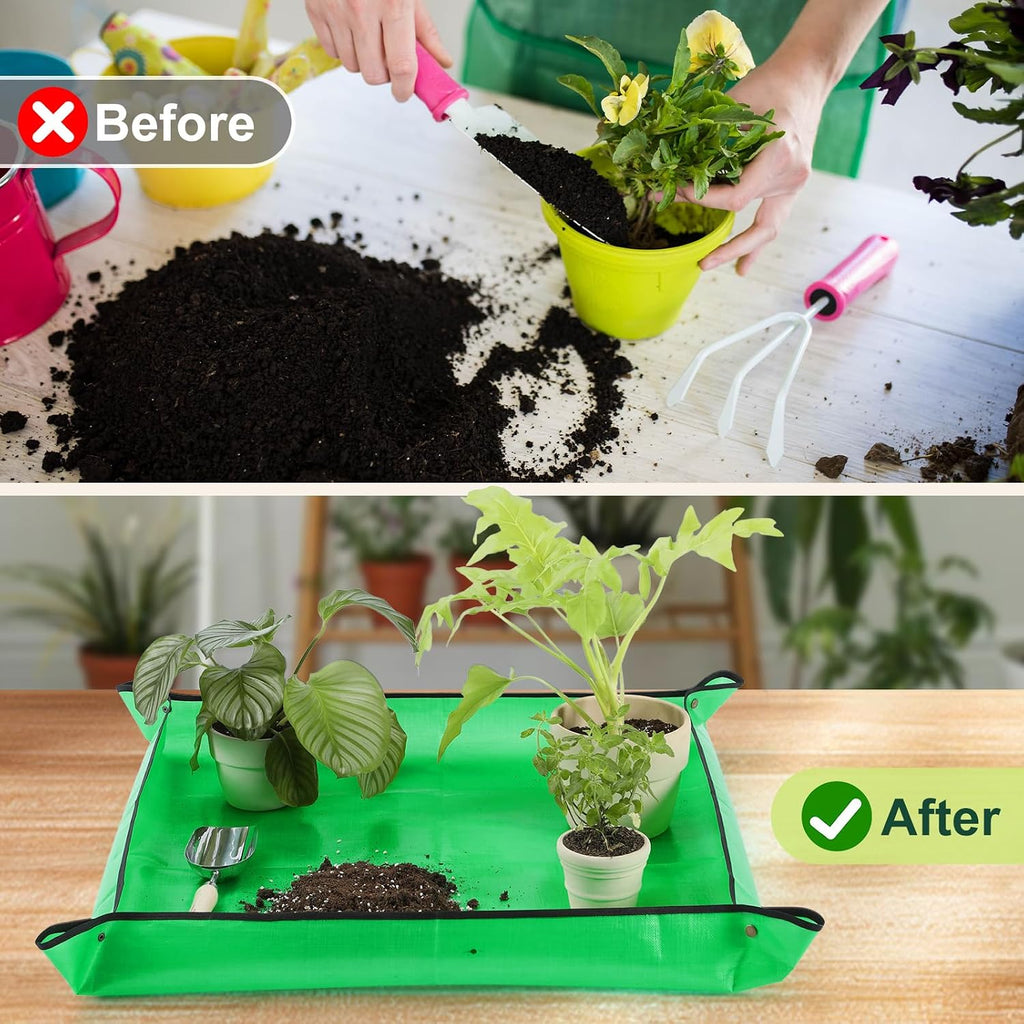 Waterproof Repotting Mat Super Thick for Potting Soil & Mix 26.8"x26.8" | Succulent & Cactus Soil Potting Mat - Durable Foldable Easy Clean - Mess-Free Indoor Plant Soil Gardening Essentials - view 2