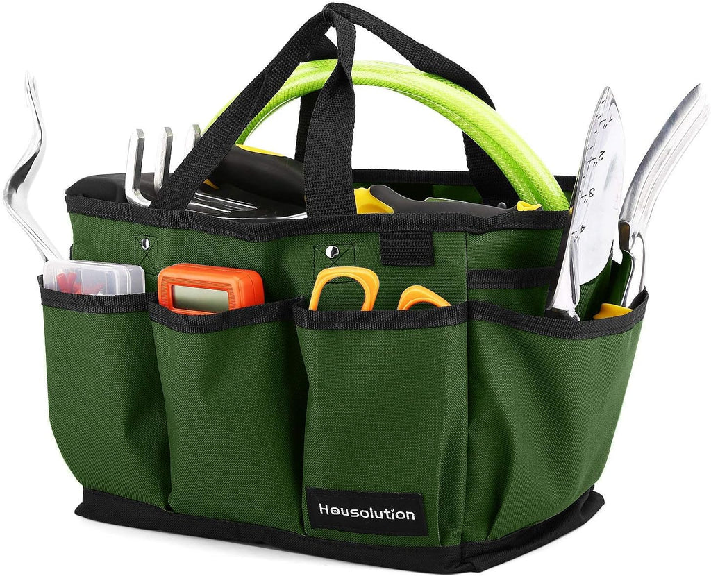 Gardening Tote Bag, Deluxe Garden Tool Storage Bag and Home Organizer with Pockets, Wear-resistant & Reusable, 12 Inch, Dark Green