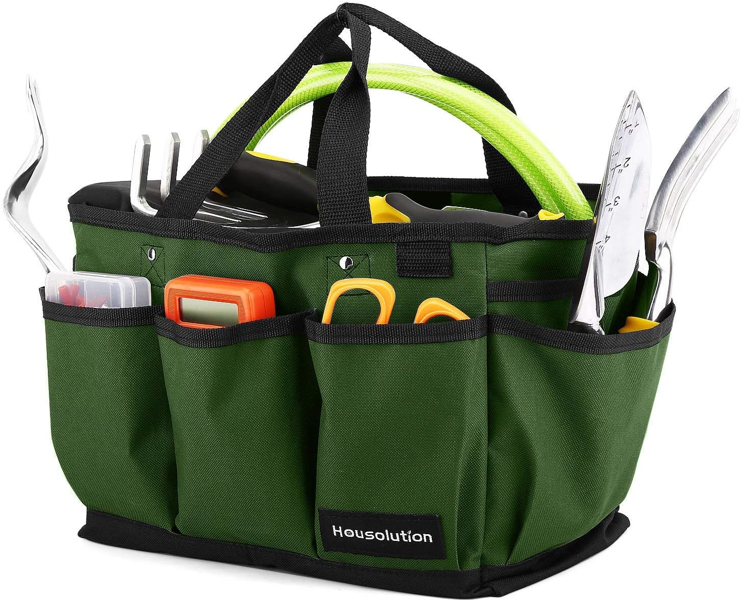 Gardening Tote Bag, Deluxe Garden Tool Storage Bag and Home Organizer with Pockets, Wear-resistant & Reusable, 12 Inch, Dark Green