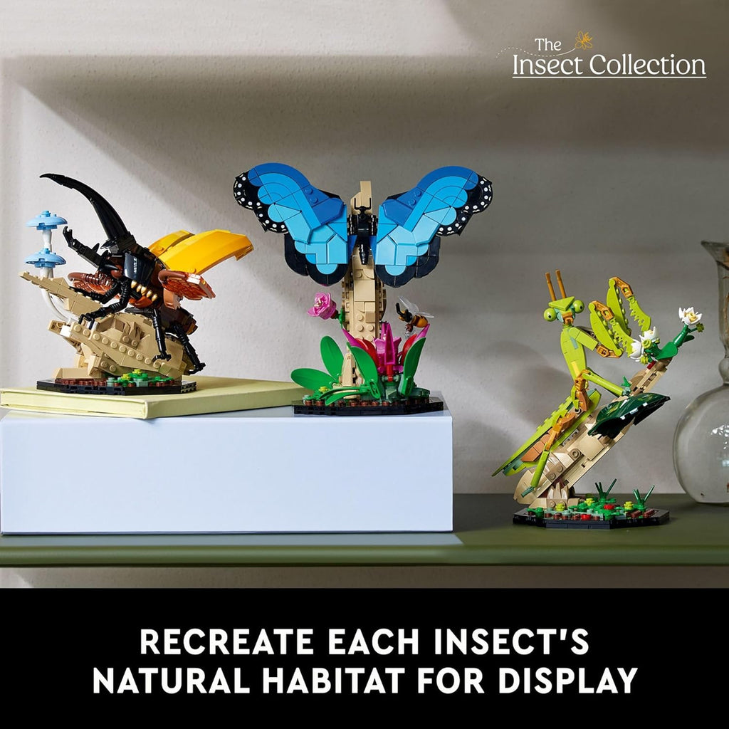 LEGO Ideas The Insect Collection, Fun Gift for Nature Lovers, with Life-Size Blue Morpho Butterfly, Hercules Beetle and Chinese Mantis Display Models, Bug Building Set and Nature Décor, 21342,18+ - view 6