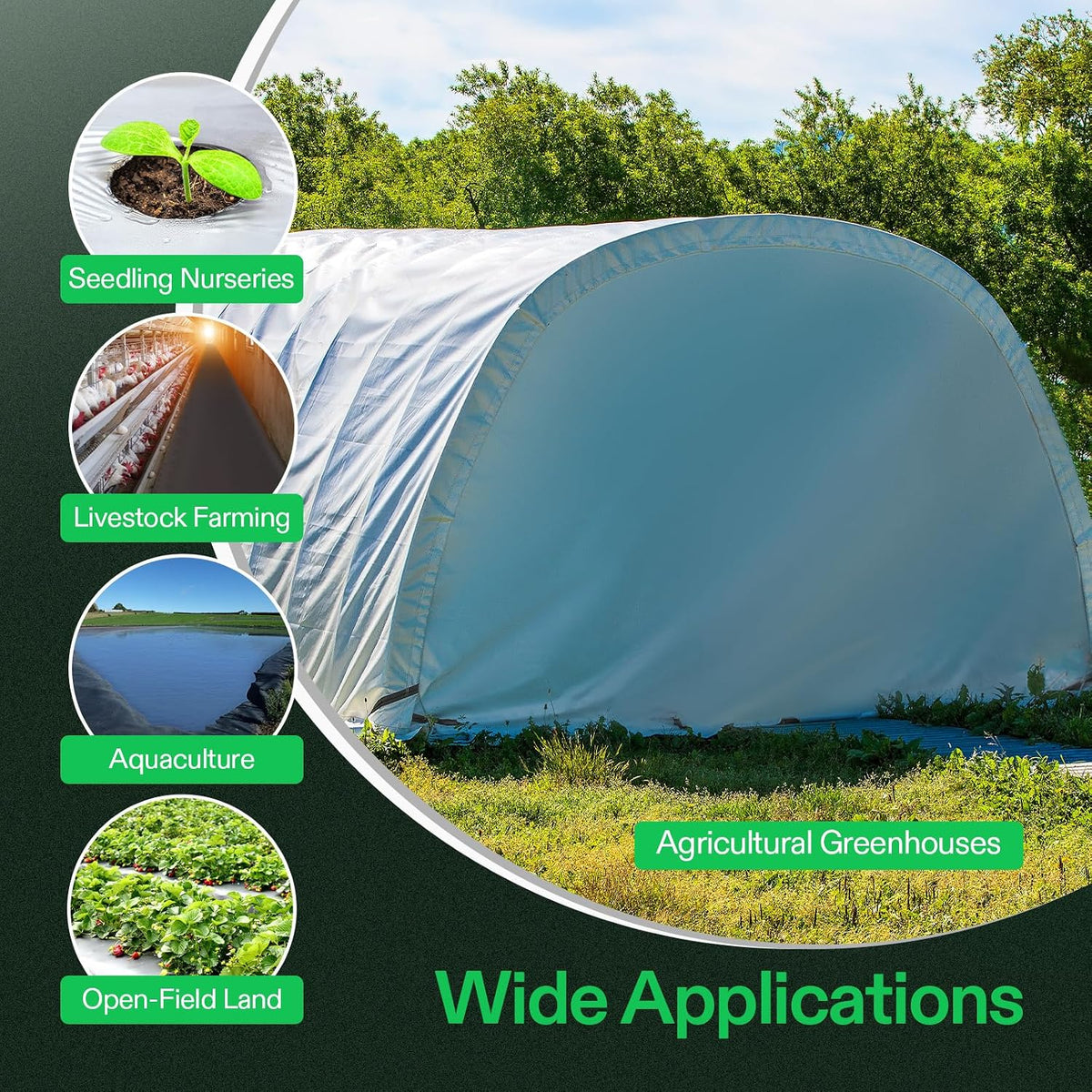 Mylar Film Black and White Panda Film, 10' x 10' 5.5 Mil Poly Film | 5.5 Mil Thick, MPE Material, High-strength, Ultra-durable, Dual-Sided Design for Grow Tent, Green House, Warm House - view 2