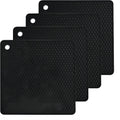 Silicone trivets mats set, silicone hot pads pot mat for countertop, trivet pads heat resistant, table placemats, square small drying mats, 4 pack, black trivets