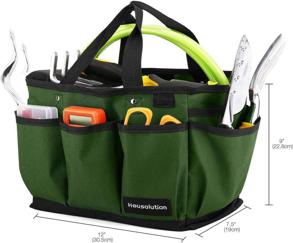Gardening Tote Bag, Deluxe Garden Tool Storage Bag and Home Organizer with Pockets, Wear-resistant & Reusable, 12 Inch, Dark Green - view 6