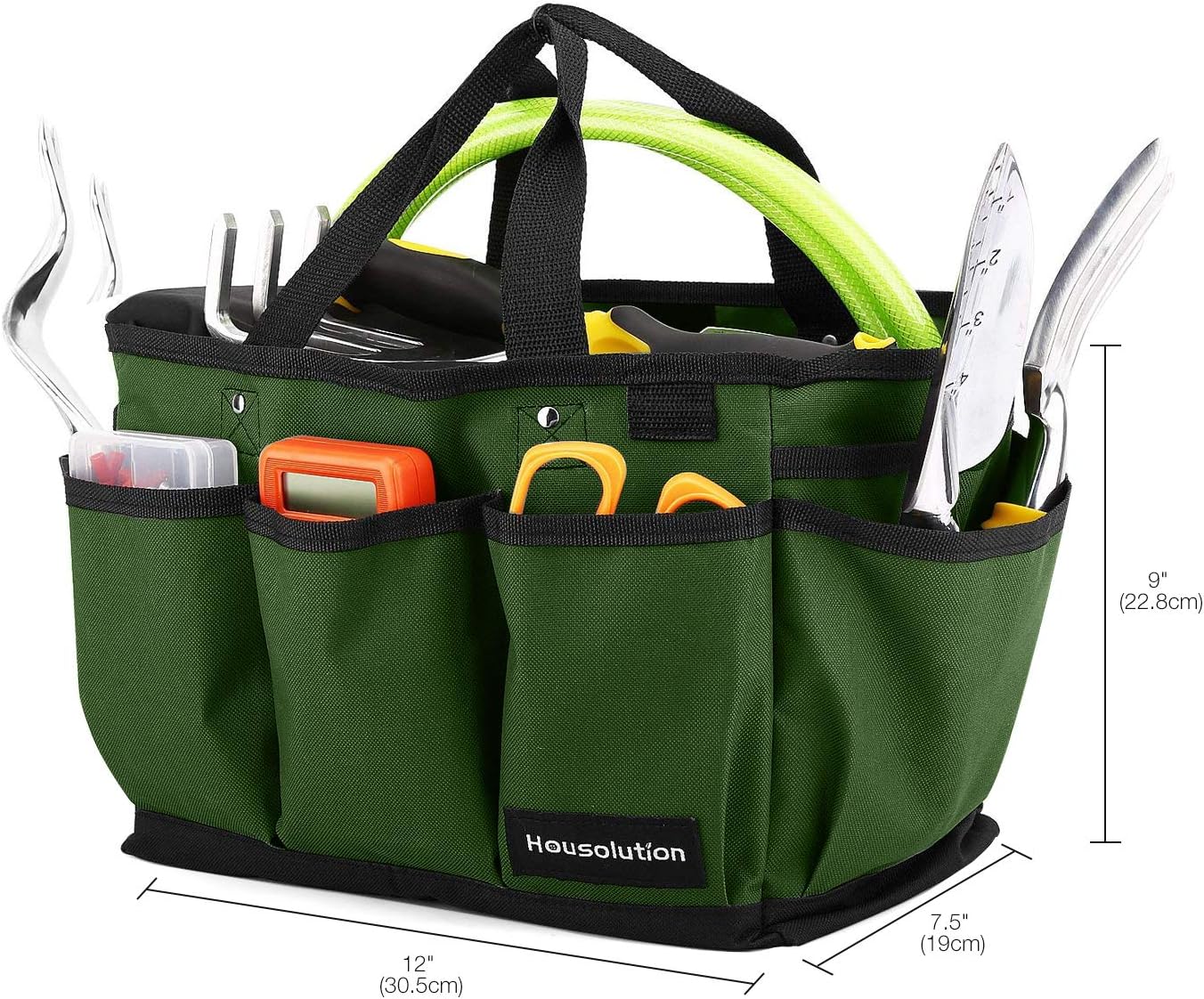 Gardening Tote Bag, Deluxe Garden Tool Storage Bag and Home Organizer with Pockets, Wear-resistant & Reusable, 12 Inch, Dark Green - view 6