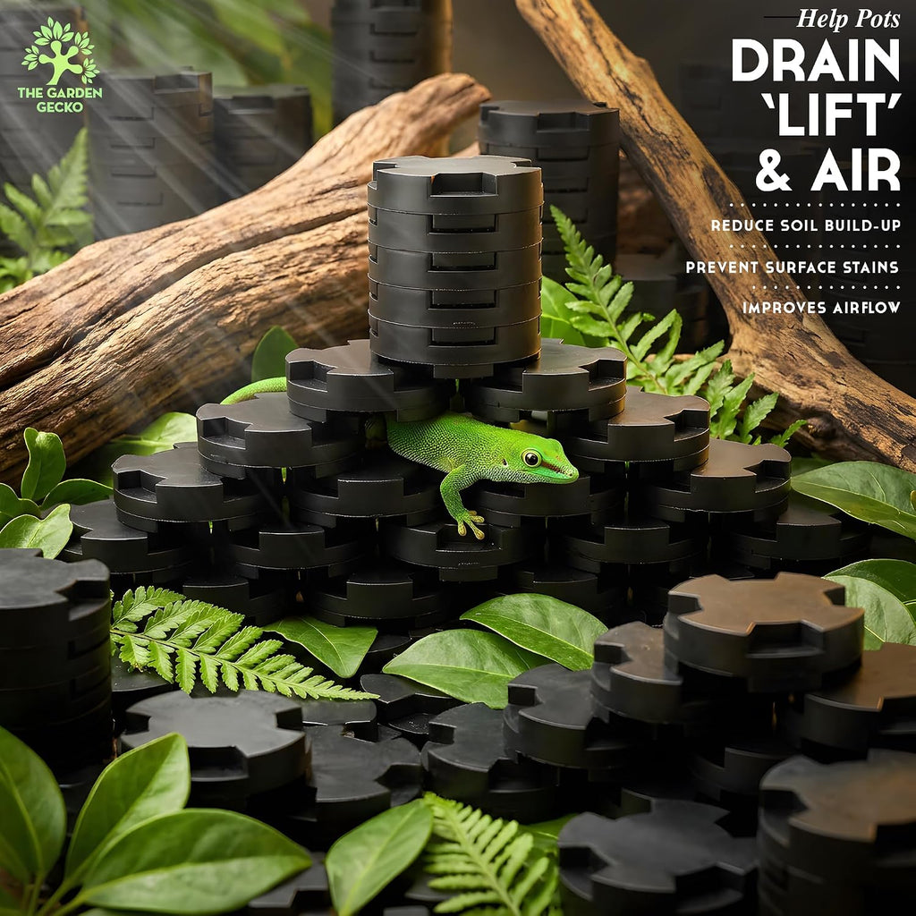 Stack Pack Plant Pot Feet, Outdoor Pot Feet, 24 Pack | EPDM rubber stackable pot risers, adjustable height, patios, decks, balconies and garden planters - view 7