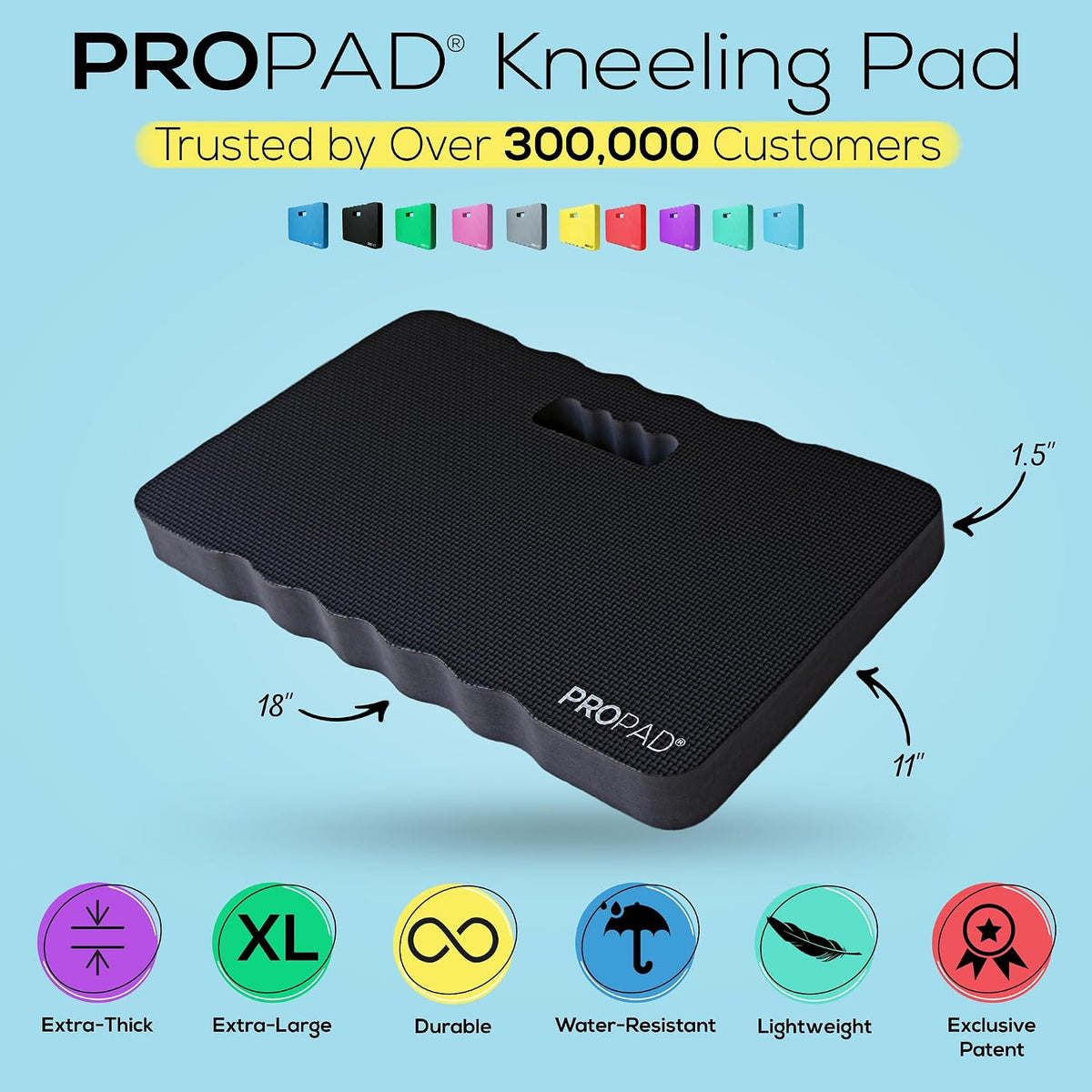 Thick kneeling pad, garden kneeler for gardening, bath kneeler for baby bath, kneeling mat for exercise & yoga, knee pad for work, floor foam pad, extra large (XL) 18 x 11 x 1.5 inches, black - view 3