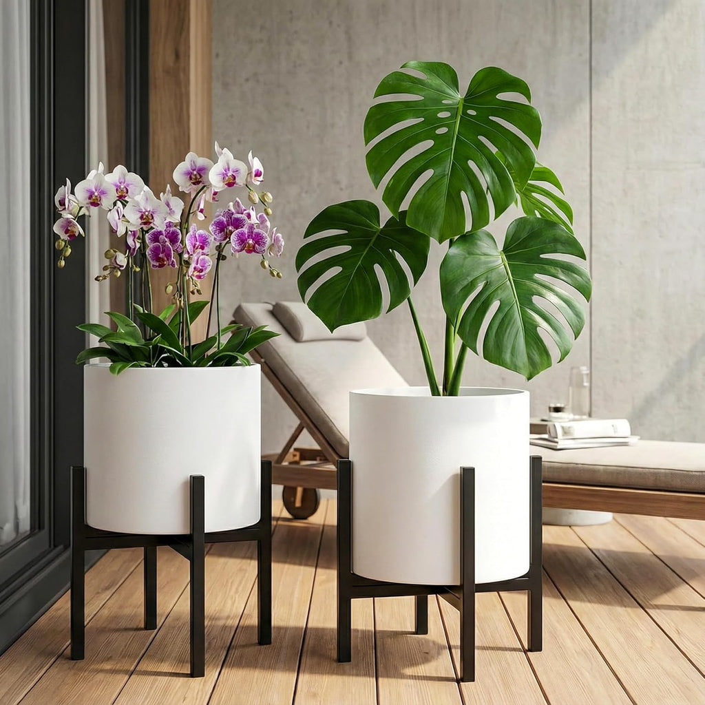 Mid Century Plant Stand Indoor Outdoor (EXCLUDING 12" Plant Pot), Hold Up to 12 Inch Planter, Metal Planter Stand, Potted Plant Holder, Black - Fits Snake Plant - Upgraded Design. - view 6