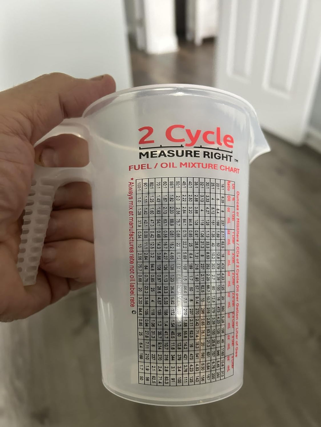 2 Stroke Oil Measuring Cup - 16 Oz Oil Gas Mixing Pitcher with 15-In-1 Ratio Conversion Chart for Outboard Motors, Chainsaws, Weed Eaters, Lawn Equipment, ATVs, Boats, Snowmobiles, Trimmers, Blowers - view 8