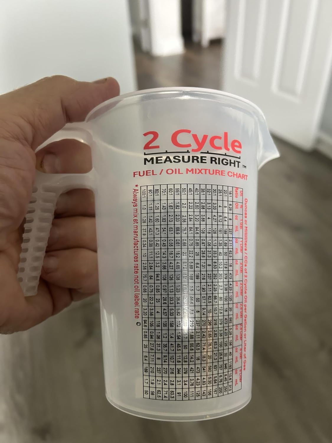 2 Stroke Oil Measuring Cup - 16 Oz Oil Gas Mixing Pitcher with 15-In-1 Ratio Conversion Chart for Outboard Motors, Chainsaws, Weed Eaters, Lawn Equipment, ATVs, Boats, Snowmobiles, Trimmers, Blowers - view 8