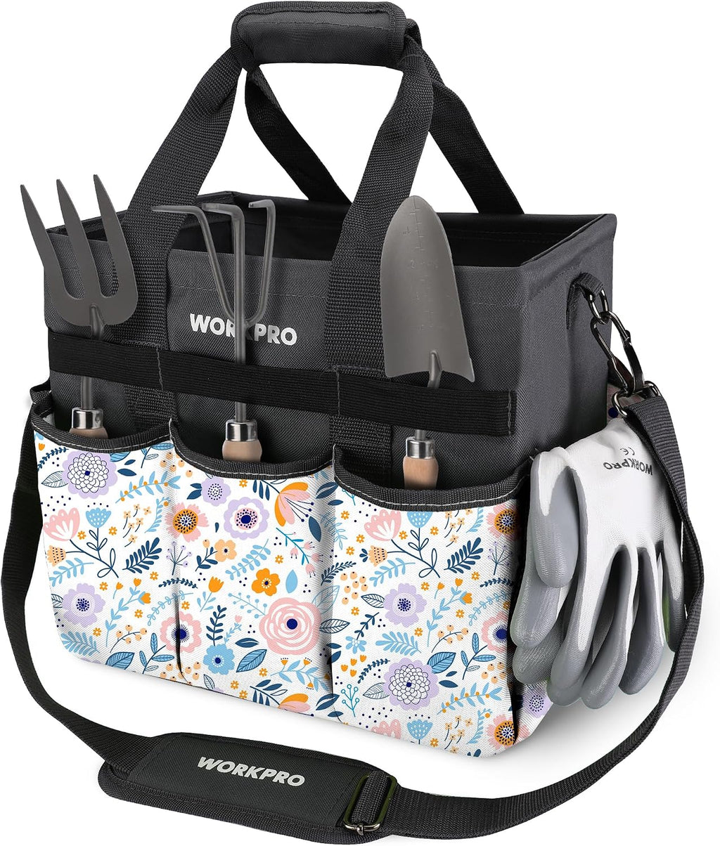 Garden Tool Bag, 10 Pockets and Shoulder Strap, Green | Heavy Duty Gardening Organizer Tote Bag, Standable Garden Tool Organizer (Tools not Included) - view 6