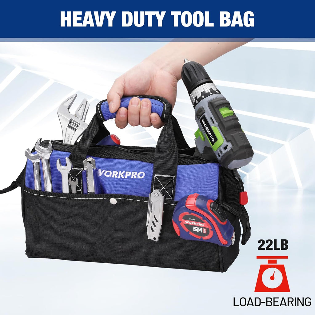 13-inch Tool Bag, Wide Mouth Tool Tote Bag with Inside Pockets for Tool Storage - view 3