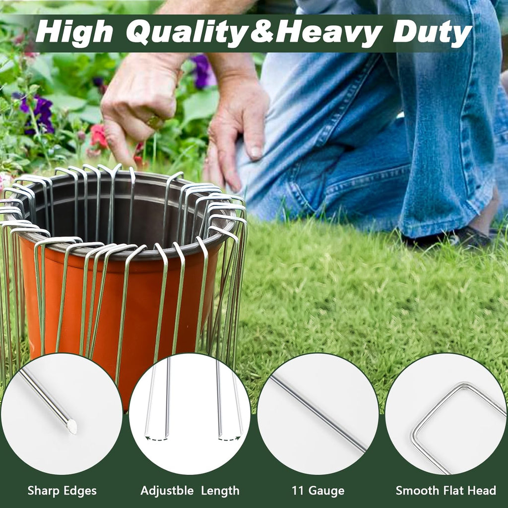 6 Inch 100 Pack Galvanized Landscape Staples Plant Cover Stakes 11 Gauge Tent Stakes Garden Stakes Landscaping Fabric SOD Pins Yard Stakes for Decoration Weed Barrier Fabric - view 5