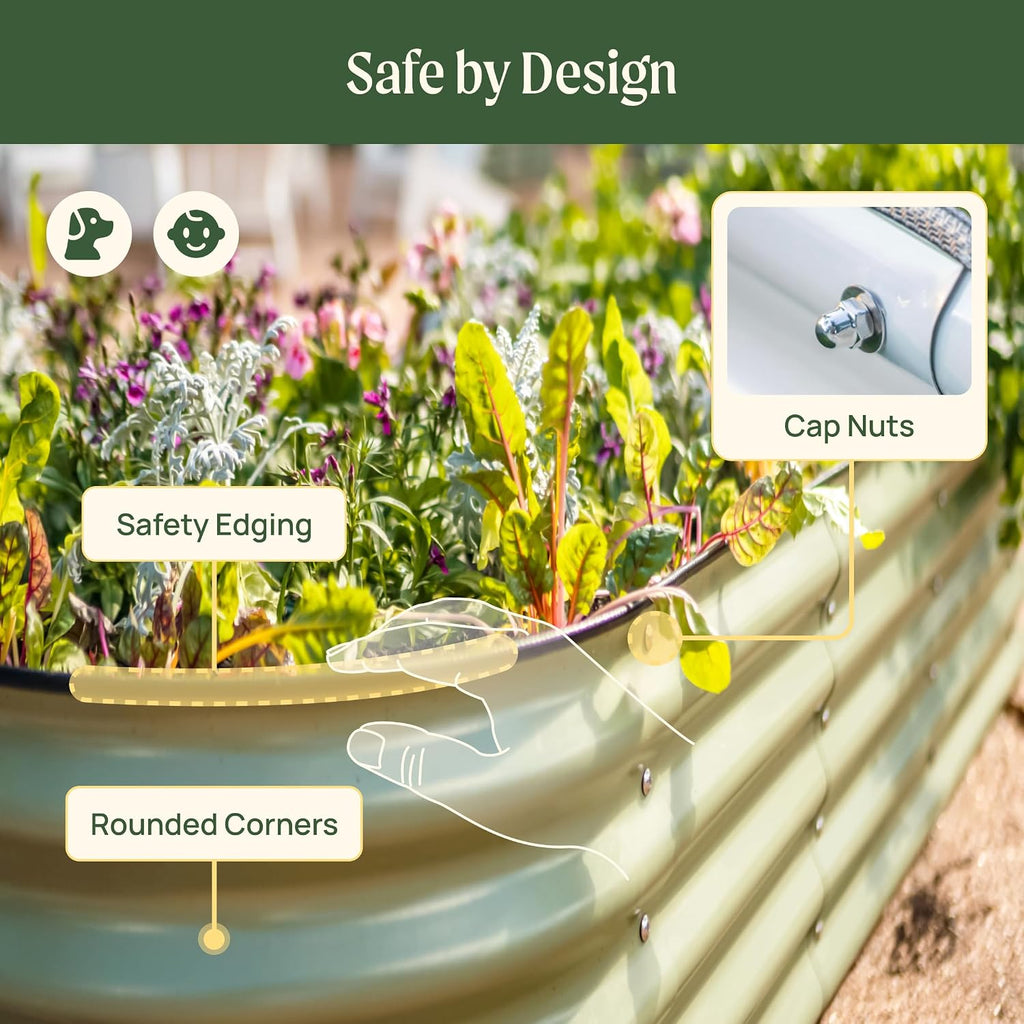 Vego garden Raised Garden Bed Kits, 17" Tall 9 in 1 8ft X 2ft Metal Raised Planter Bed for Vegetables Flowers Ground Planter Box-Pearl White - view 7