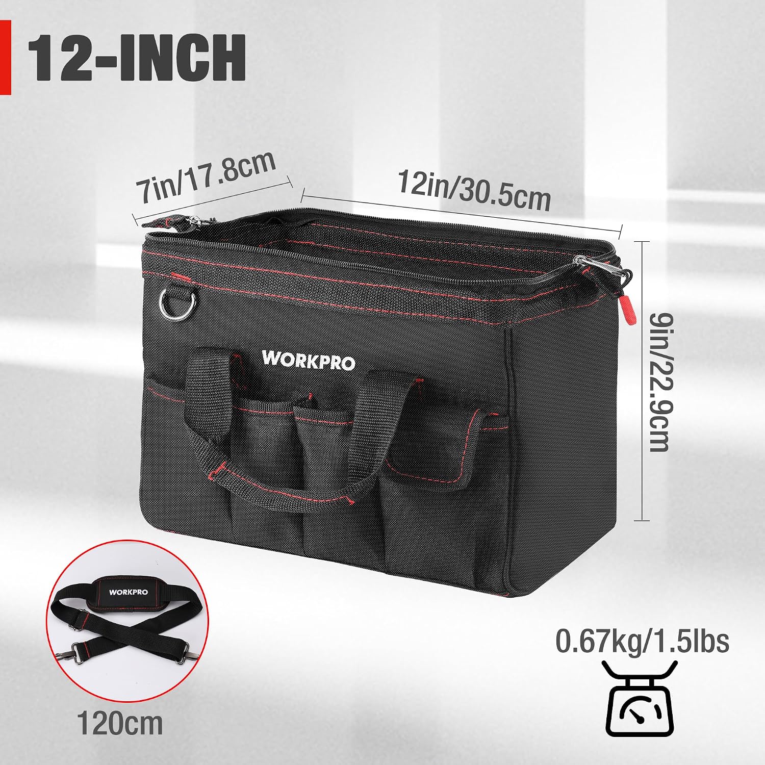 12-inch Close Top Wide Mouth Storage Tool Bag, W081020A - view 2