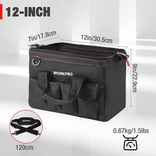12-inch Close Top Wide Mouth Storage Tool Bag, W081020A - view 2