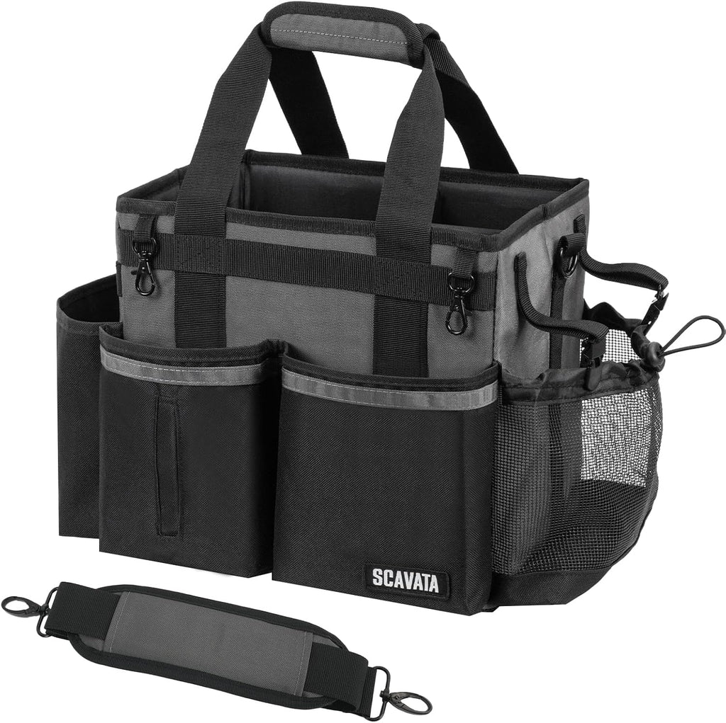 Compact Wearable Cleaning Caddy with Handle & Shoulder Straps | Small Cleaning Supplies Organizer, Under Sink & Car Cleaning Tools Storage Bag for Housekeepers Cleaners, Black - view 7