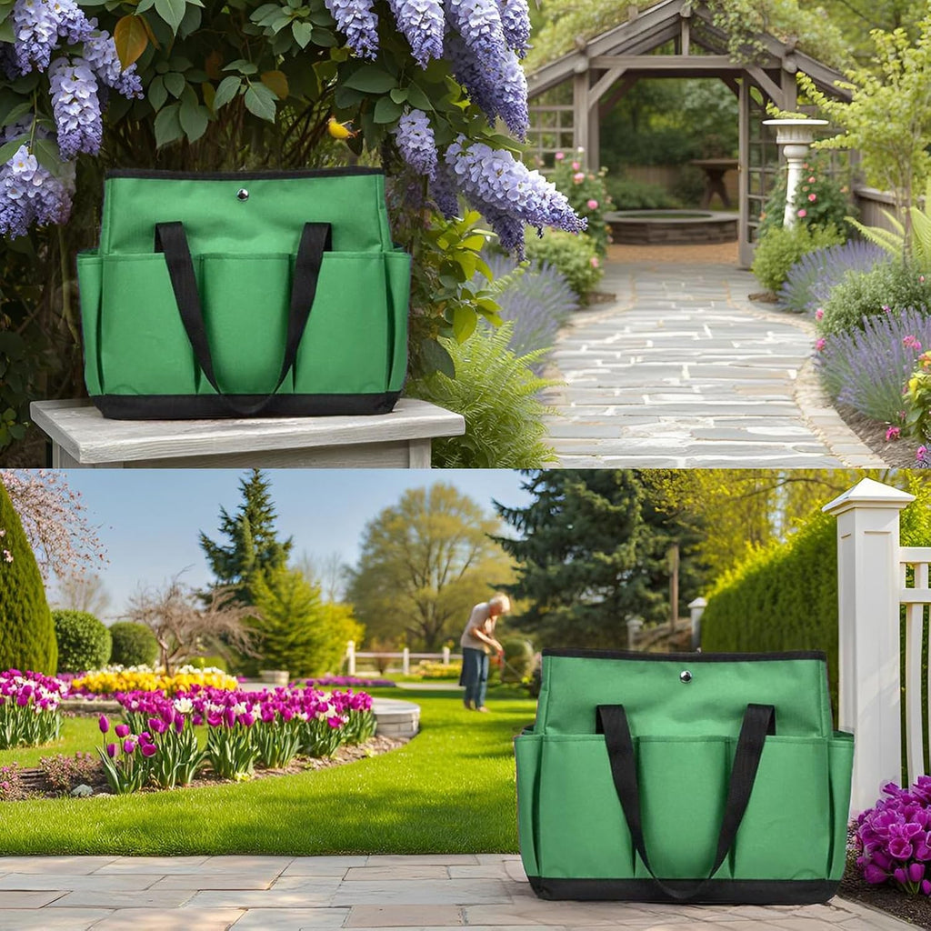 Tool Bag Garden Tote Large Organizer Bag Carrier Gardening Storage Tote with Interior Exterior Side Pockets Handles Strap for Garden Plant Tool Set Store Content Bag - view 7