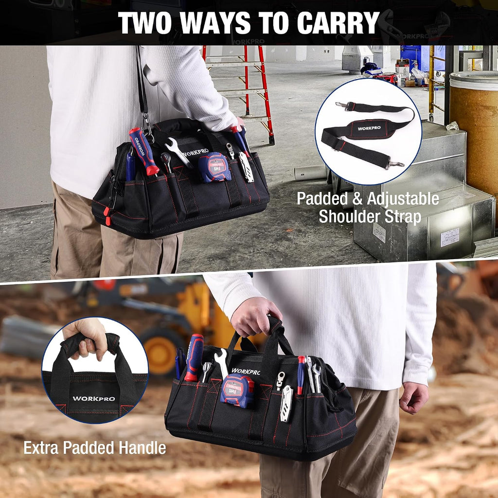 16-inch Close Top Wide Mouth Tool Storage Bag with Water Proof Rubber Base, W081022A, 16" - view 8