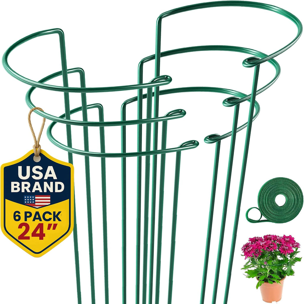 12 Pack Tall Snake Plant Support Stakes – 10" W x 24" H Half Round Peony Cages and Supports for Indoor and Outdoor Plants – Plant Cage Ring Support for Flower - Peony, Tomato, Hydrangea, Rose Bush - view 8