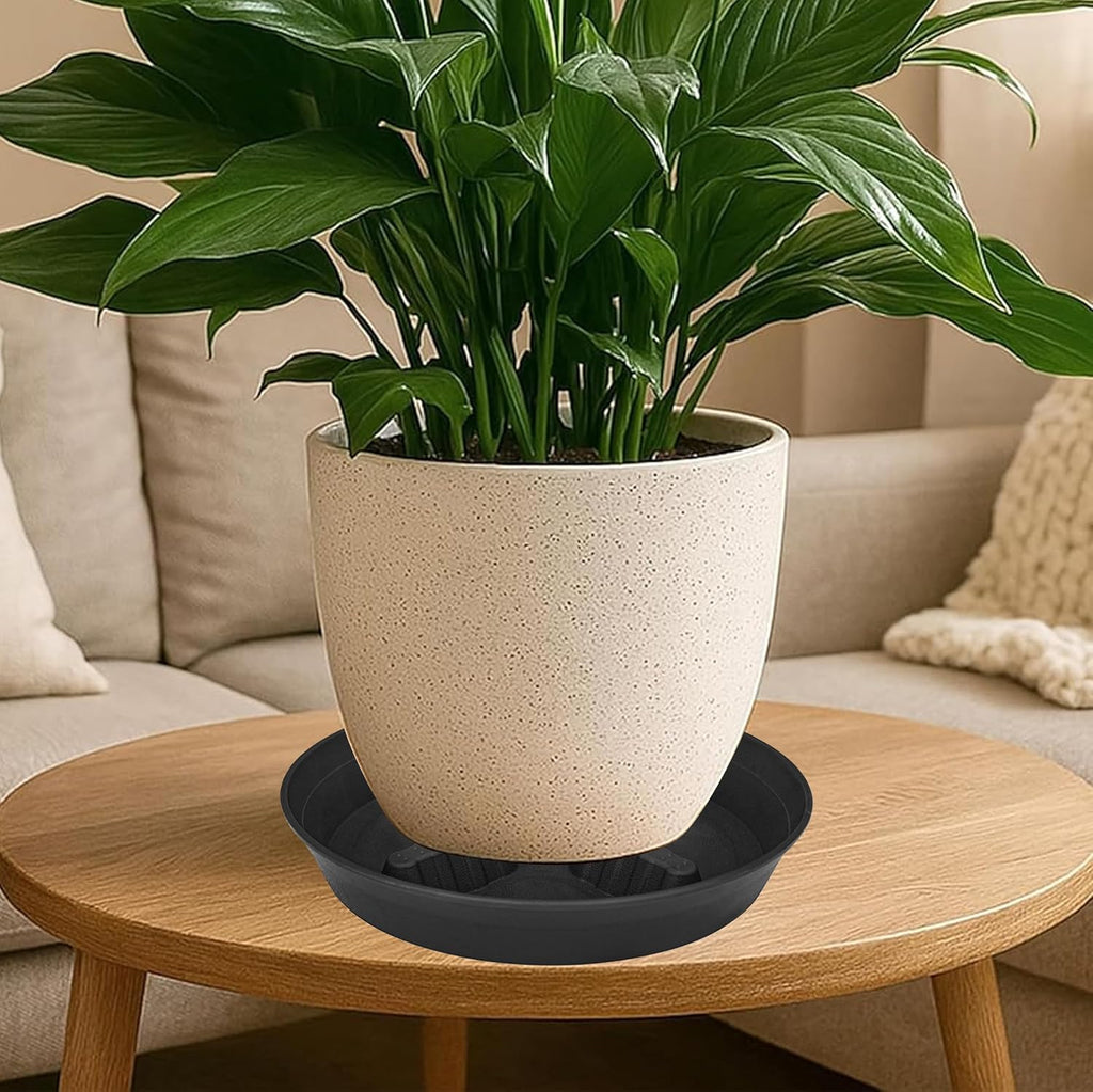 4 pack plant saucer 8 inch, 10 12 14 17 inch, plant stand plastic plant saucers for indoors outdoor, heavy duty flower planter drip trays for pots, pot saucers for plants, grow bags saucers - view 6