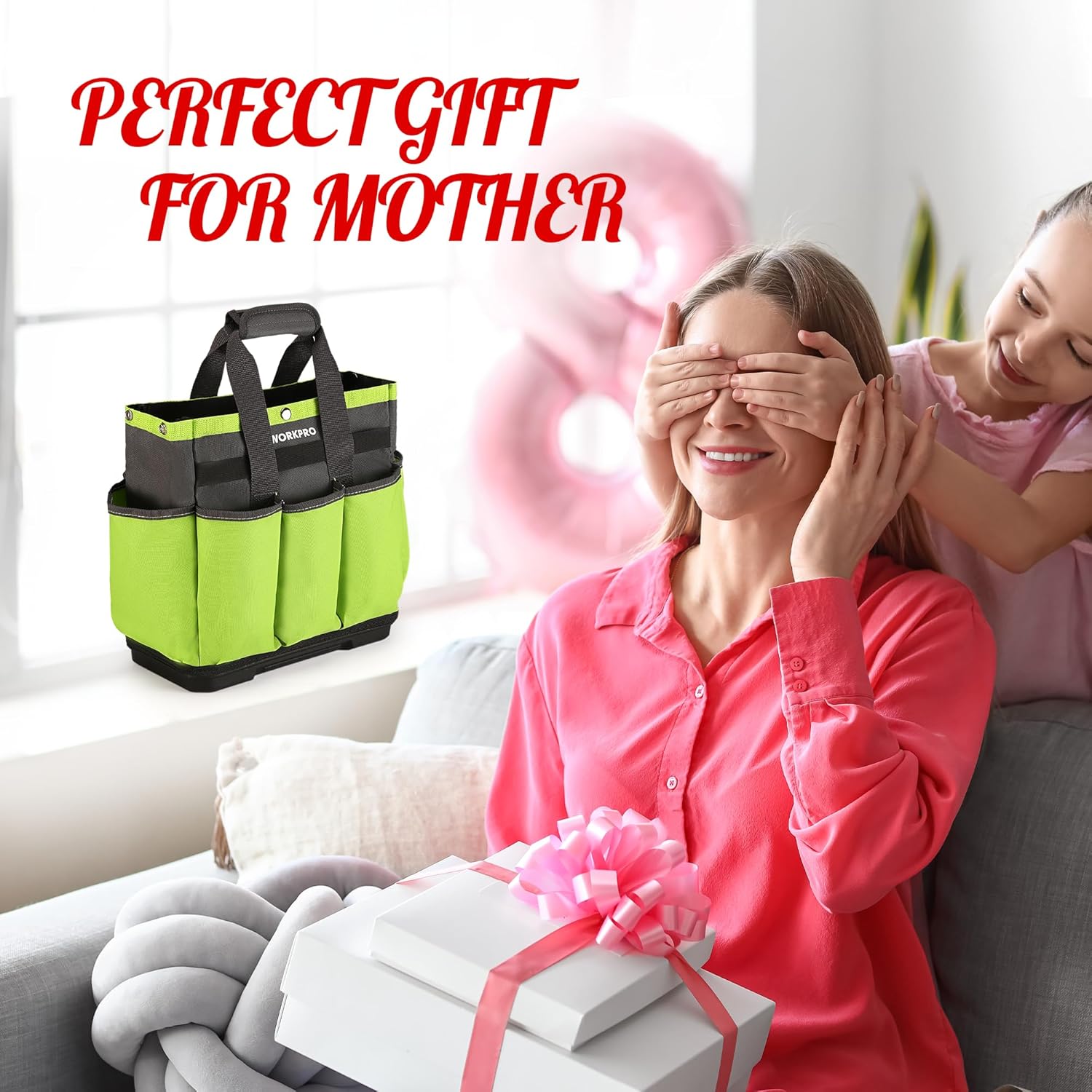 Garden Tool Bag with Waterproof Plastic Base, 8 Pockets | Heavy Duty, Gardening Bag, Oxford Garden Tote Caddy, Gardening Tool Kit Holder for Indoor and Outdoor, Tools NOT Included - view 8