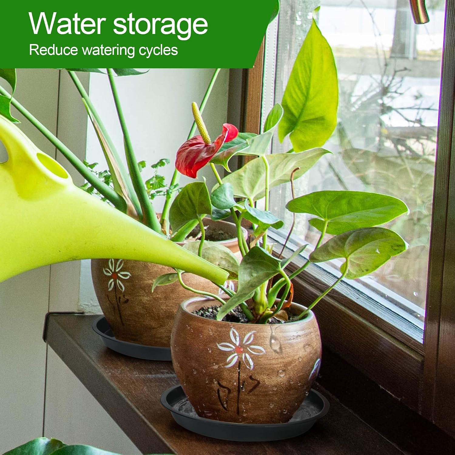 6 8 10 inch plant saucer 12 pack round plant tray plastic plant drip trays | for indoor outdoor garden plants, collects flower pot drainage and excess water - view 4