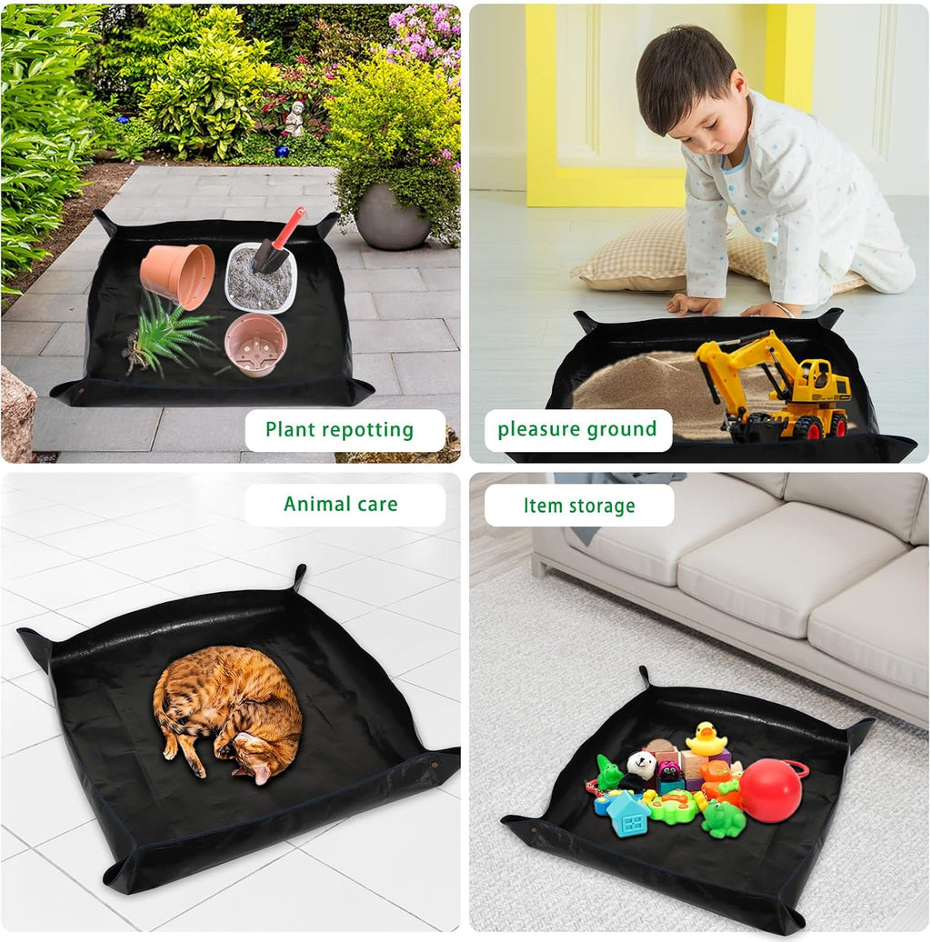 39.4" x 39.4" large plant repotting mat for indoor plants, portable and foldable gardening mat, waterproof transplanting potting mat in garden outdoor - view 5