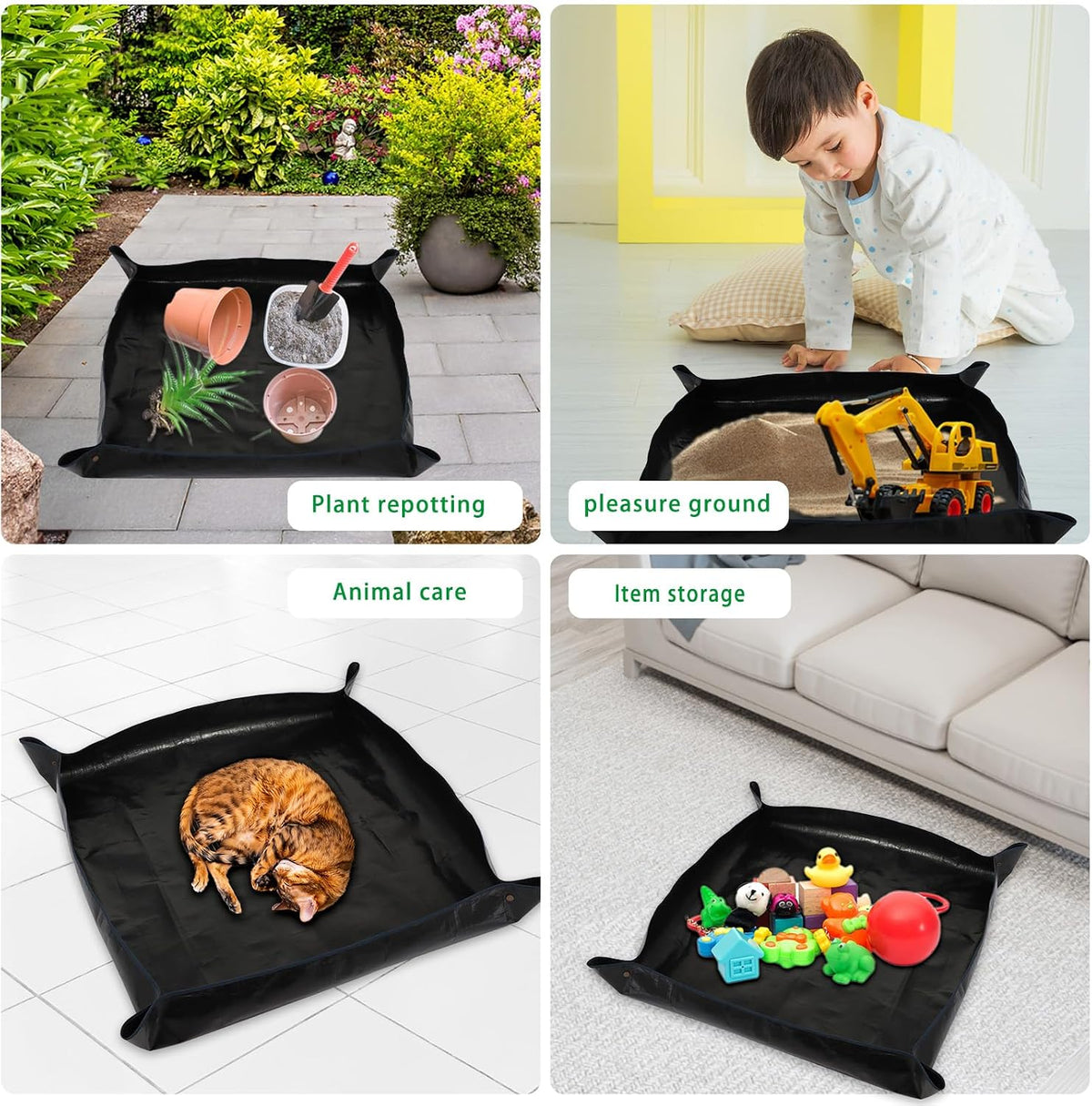 39.4" x 39.4" large plant repotting mat for indoor plants, portable and foldable gardening mat, waterproof transplanting potting mat in garden outdoor - view 5