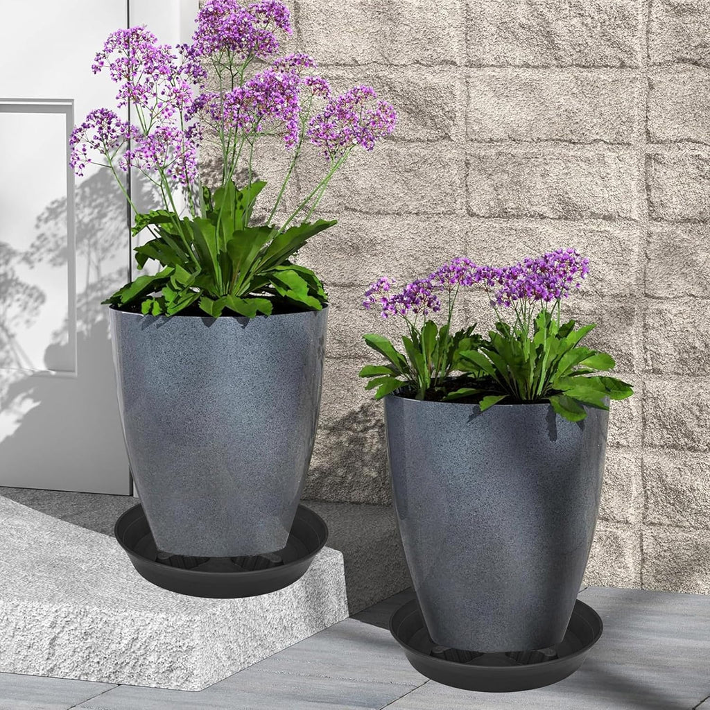 4 pack plant saucer 8 inch, 10 12 14 17 inch, plant stand plastic plant saucers for indoors outdoor, heavy duty flower planter drip trays for pots, pot saucers for plants, grow bags saucers - view 8