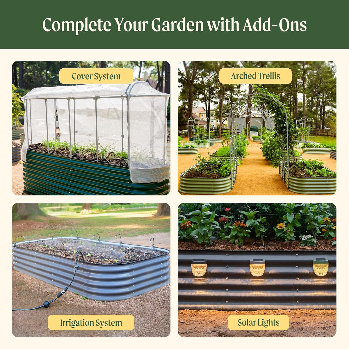 Vego garden Raised Garden Bed Kits, 17" Tall 9 in 1 8ft X 2ft Metal Raised Planter Bed for Vegetables Flowers Ground Planter Box-Pearl White - view 5