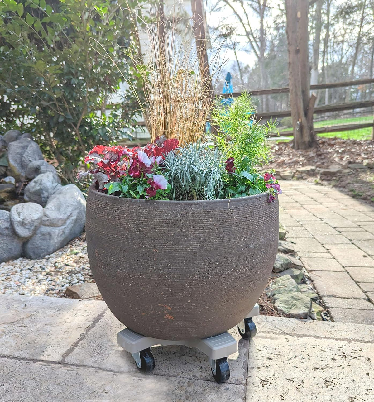14" Plant Caddie - Heavy-Duty Rolling Plant Stand with Locking Wheels, 500 lb Capacity – Durable Plant Caddy for Indoor/Outdoor Use, Light Gray - view 2