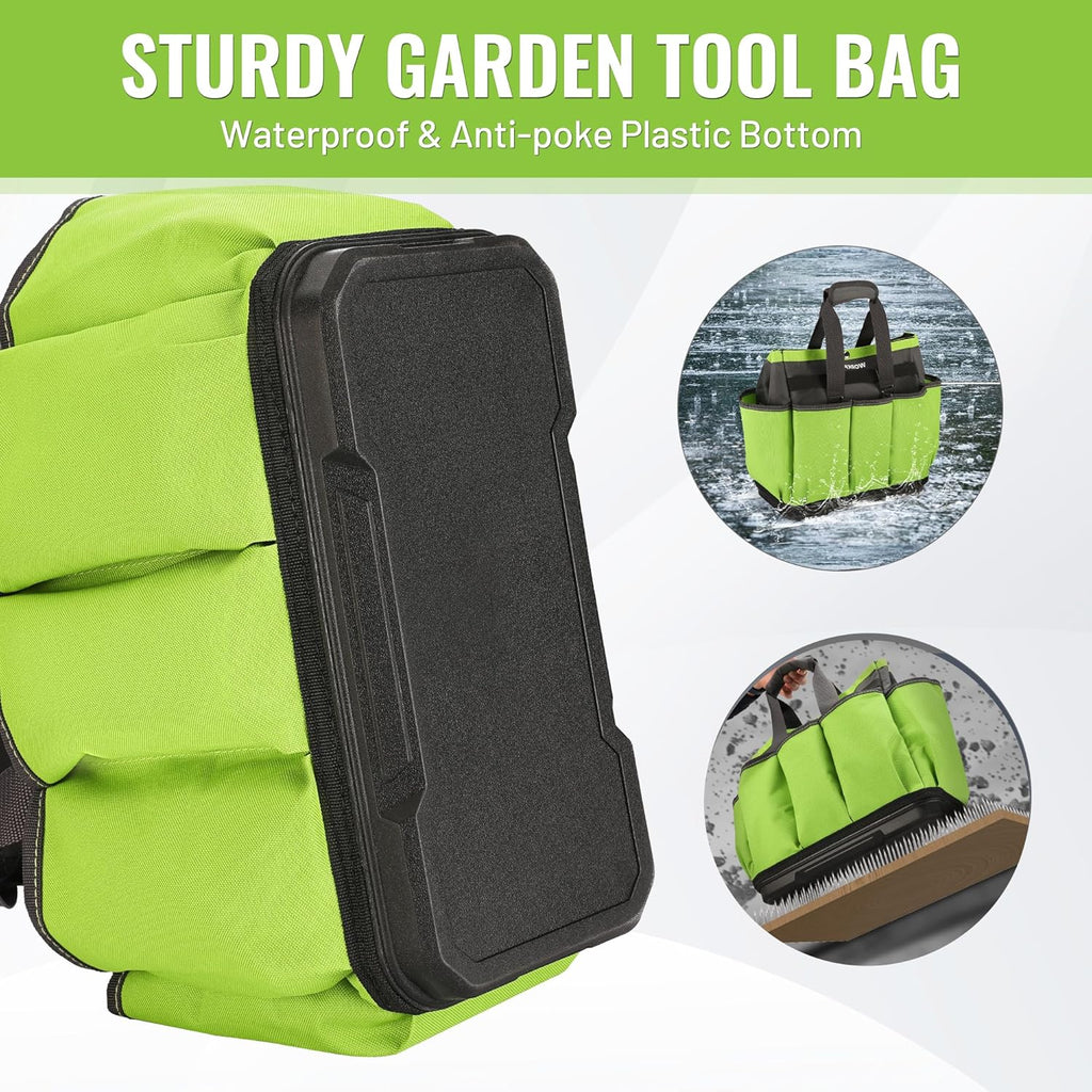 Garden Tool Bag with Waterproof Plastic Base, 8 Pockets | Heavy Duty, Gardening Bag, Oxford Garden Tote Caddy, Gardening Tool Kit Holder for Indoor and Outdoor, Tools NOT Included - view 4