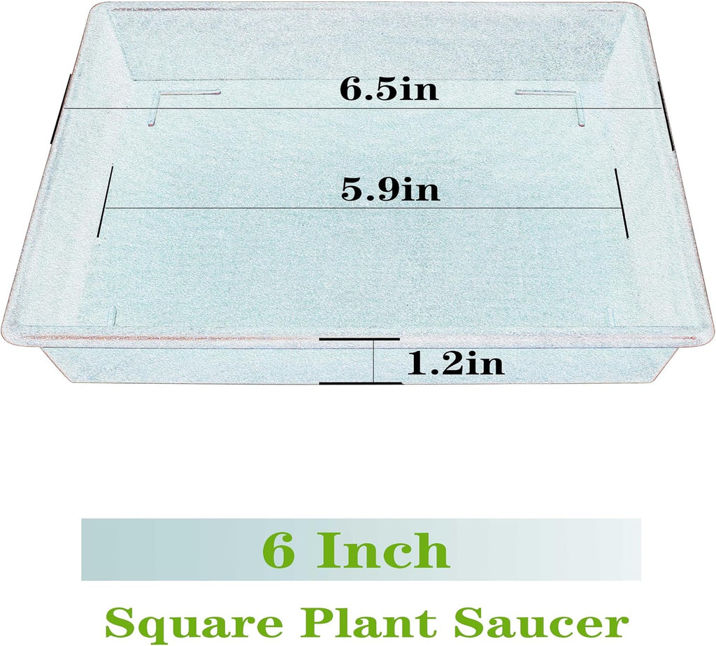 Square Plant Saucer 6 Inch 5 Pack6 8 12 14 16 18 20 Heavy Duty Plastic Plant Saucers for Indoors Outdoors, Plant Trays for Pots, Flower Pot No Holes Plant Drip Trays - view 2