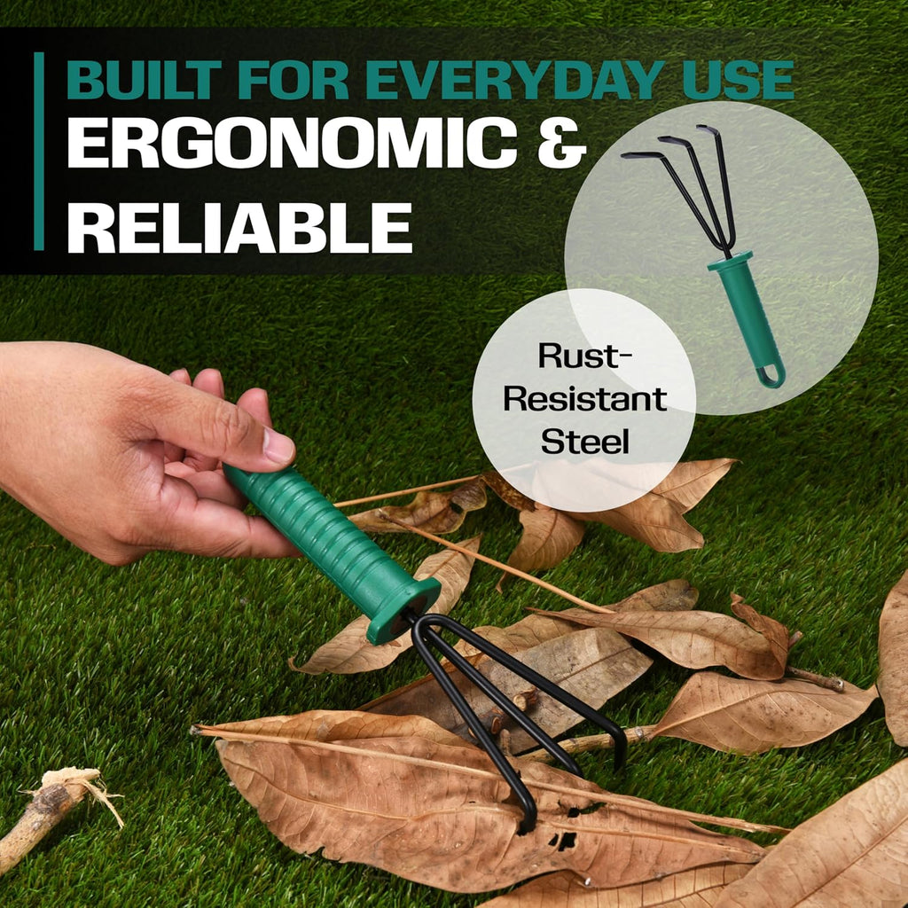 Garden tool set - 5-piece durable gardening hand tools - 3x12x7-inch gardening kit with portable box and carrying case - small garden planting and essentials tools - gift for garden lovers - view 4