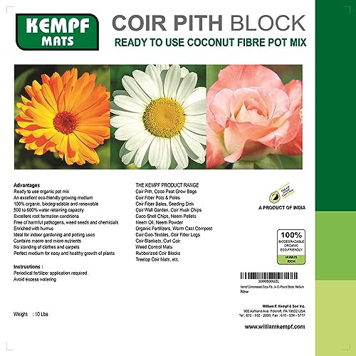 Compressed Coco Coir Pith Block, 10 Pound Block, Natural Potting Mix, Expands to 18 Gallons - view 7