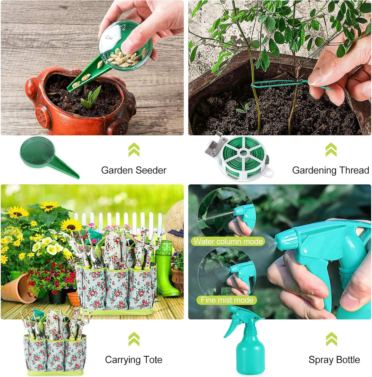 Gardening Tool Set - 13 PCS Heavy Duty Aluminum Gardening Tools Kit Floral Print Garden Tool Set with Non-Slip Rubber Handle & Durable Storage Tote Bag Gardening Supplies Gifts for Women Men - view 6