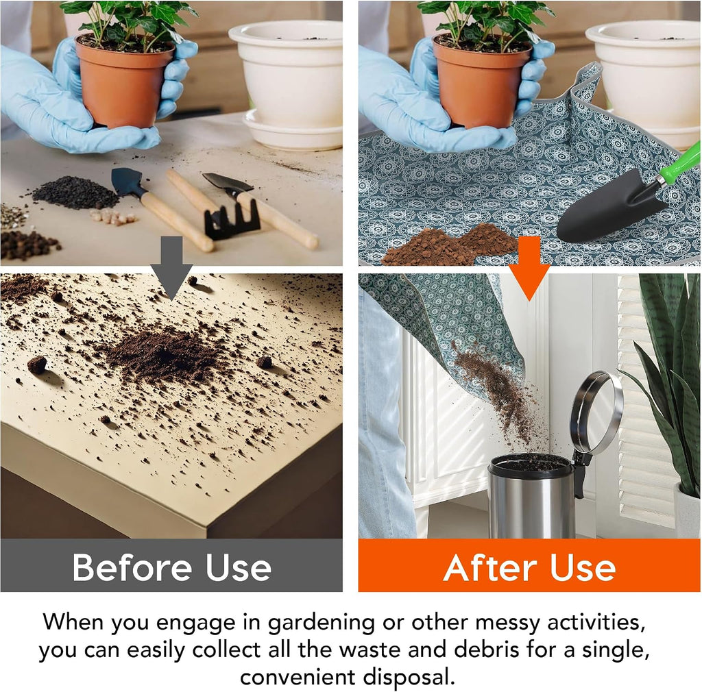 Heavy-Duty Waterproof – Indoor Plant Transplanting & Mess Control Mat, Thick Succulent Potting Tray for Soil Change, Spill-Proof Gardening & Pet Grooming Mat (S - 26.8"X26.8") - view 2