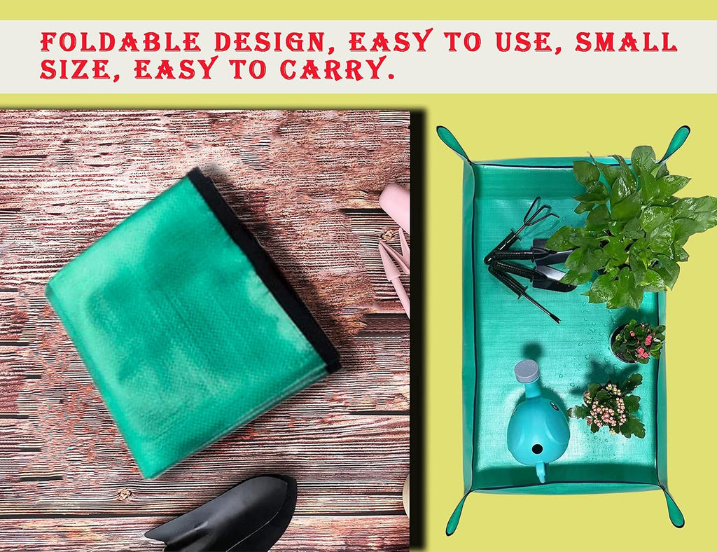 2 pcs plant repotting mat for indoor plants, 43" x 29" thickened foldable waterproof plant potting tray and mess control, portable potting mat gardening tray for house plants succulents, extra large - view 4