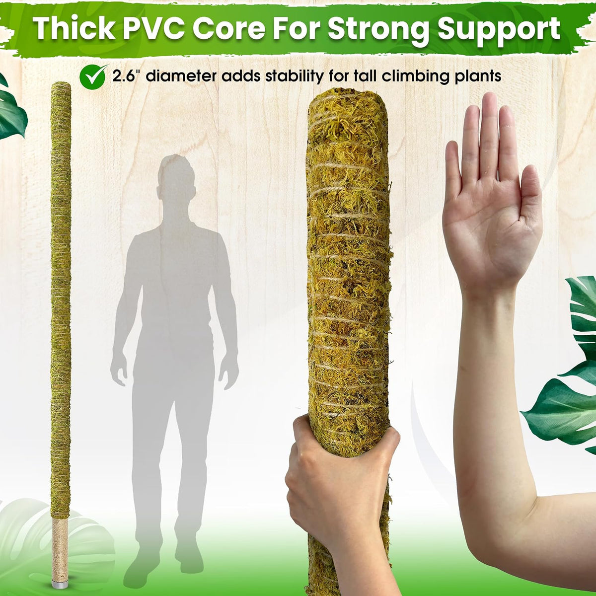 80 Inches Large Moss Pole for Plants Monstera, Plant Stakes for Indoor Plants, Monstera Plant Support, Plant Support/Plant Pole for Big Climbing Plants Indoor (1pc., 80'') - view 6