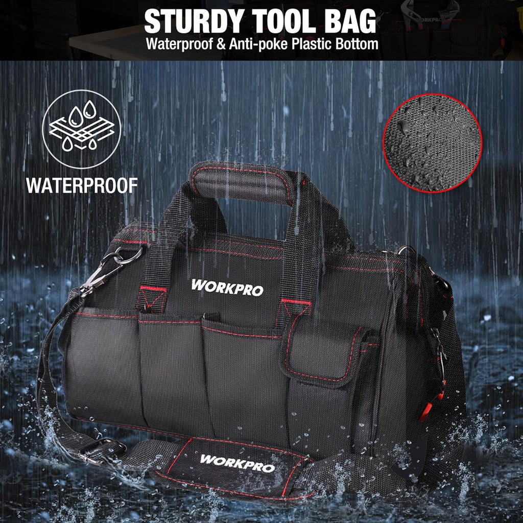 16-inch Close Top Wide Mouth Tool Storage Bag with Water Proof Rubber Base, W081022A, 16" - view 2