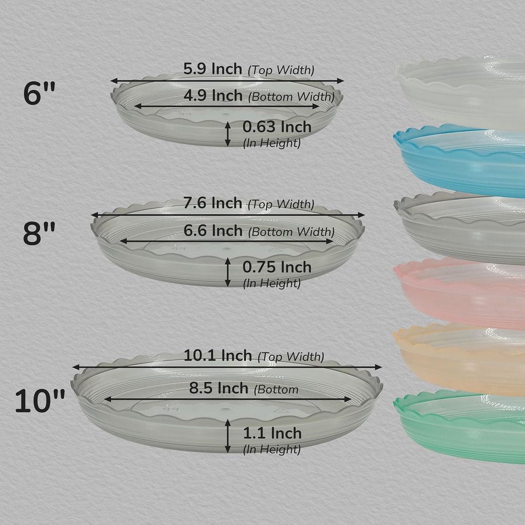 12pcs clear plant saucer, 6 8 10 inch durable plastic plant tray, round plant pot saucers, drip tray for indoor and outdoor garden, blue - view 2