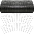 Woven Geotextile Driveway Fabric, Under Gravel, Weed Barrier, 12.5 x 50 ft | Heavy Duty Extra Wide Underlayment, Road Base Stabilization, Black Landscape Ground Cover, Garden Patio Walkway, 50 Stakes