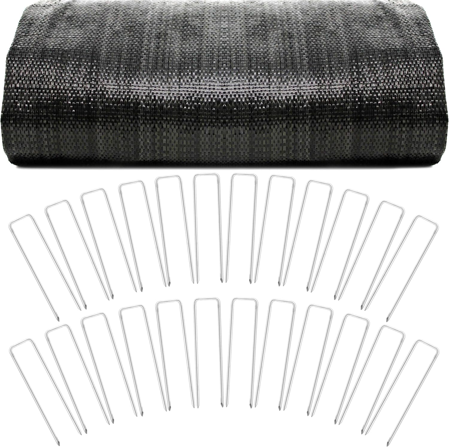 Woven Geotextile Driveway Fabric, Under Gravel, Weed Barrier, 12.5 x 50 ft | Heavy Duty Extra Wide Underlayment, Road Base Stabilization, Black Landscape Ground Cover, Garden Patio Walkway, 50 Stakes