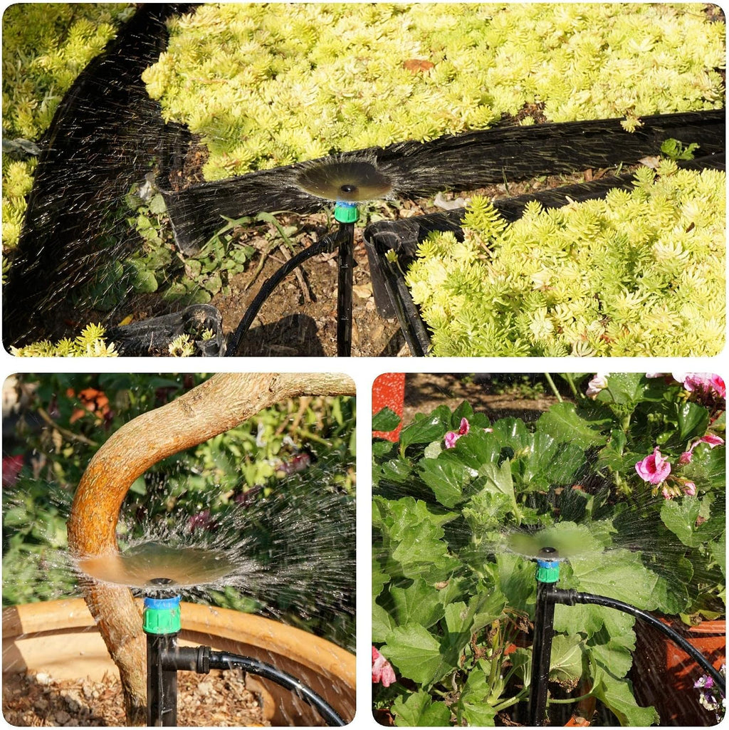 Drip irrigation drippers 360 degree micro sprinklers pressure compensating emitters with stake for 1/4 inch tubing watering system spike bubbler heads parts, 20-pack - view 7