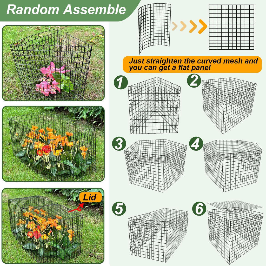 6 Pack Plant Protector from Animals, 13.5" Dia x 14" H Wire Plant Protectors, 18pcs Pre-Bent Metal Mesh to Keep Animals Out with Zip Ties & Stakes (6 Packs) - view 4