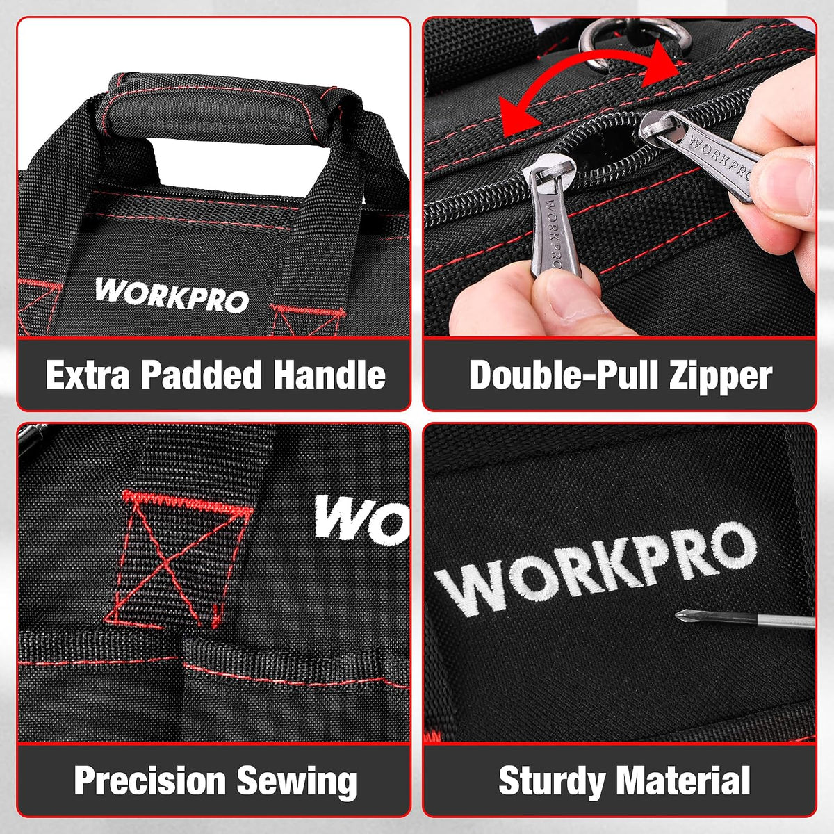 12-inch Close Top Wide Mouth Storage Tool Bag, W081020A - view 3